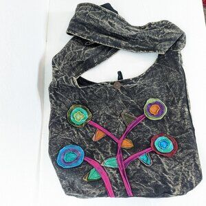 The Collection Royal Boho Hippie Patchwork Hobo Bag Festival Flower Applique